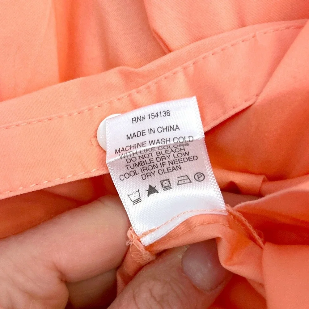 Staud Dill Poplin Top Coral Peach Cotton Puff Sleeve Button Up Blouse Size M